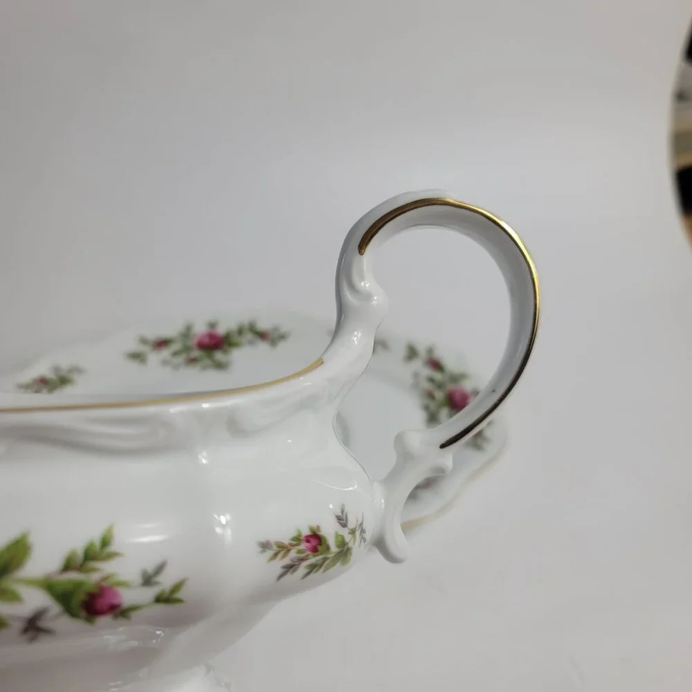 Traditions China Johann Haviland Moss Rose Gravy Boat & Underplate Pink Roses